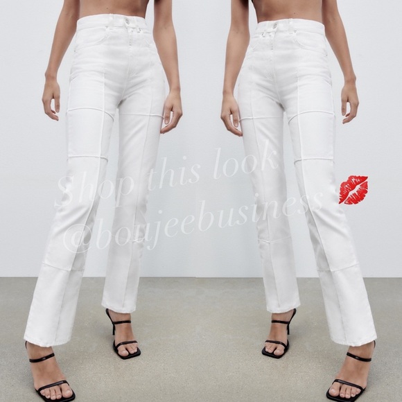 ZRA Straight Leg Patchwork Jeans BNWT - Picture 1 of 7